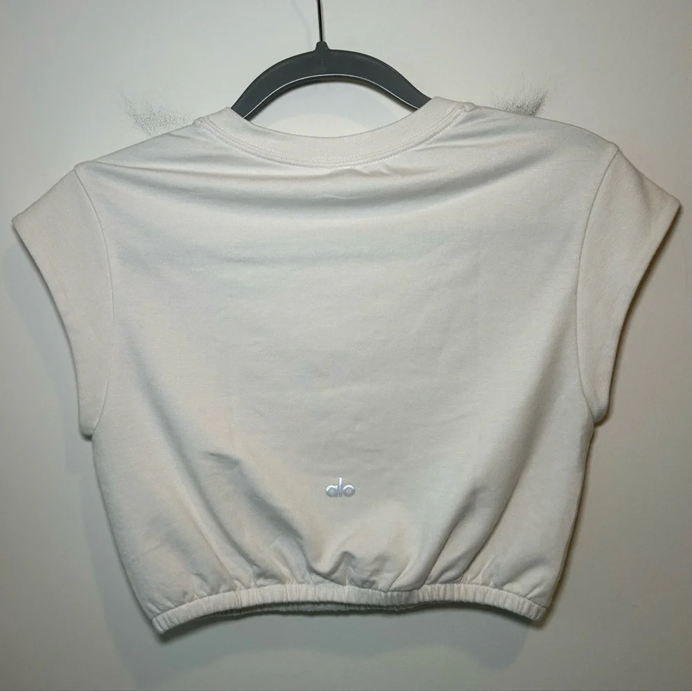 Alo Yoga Dreamy Crop Short Sleeve Top Ivory Size Extra Small